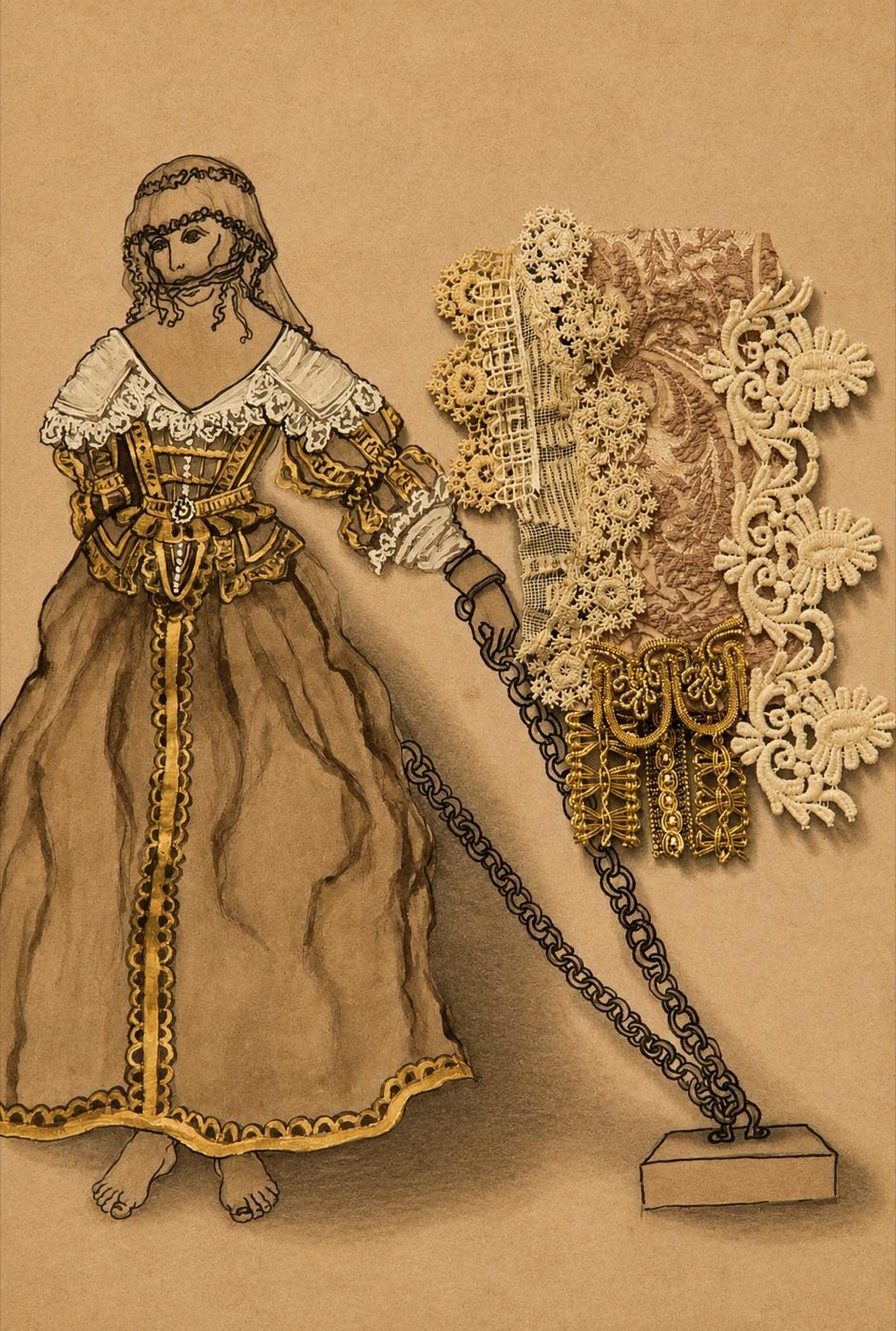 Bess in chains, costume design for Bloody Bess