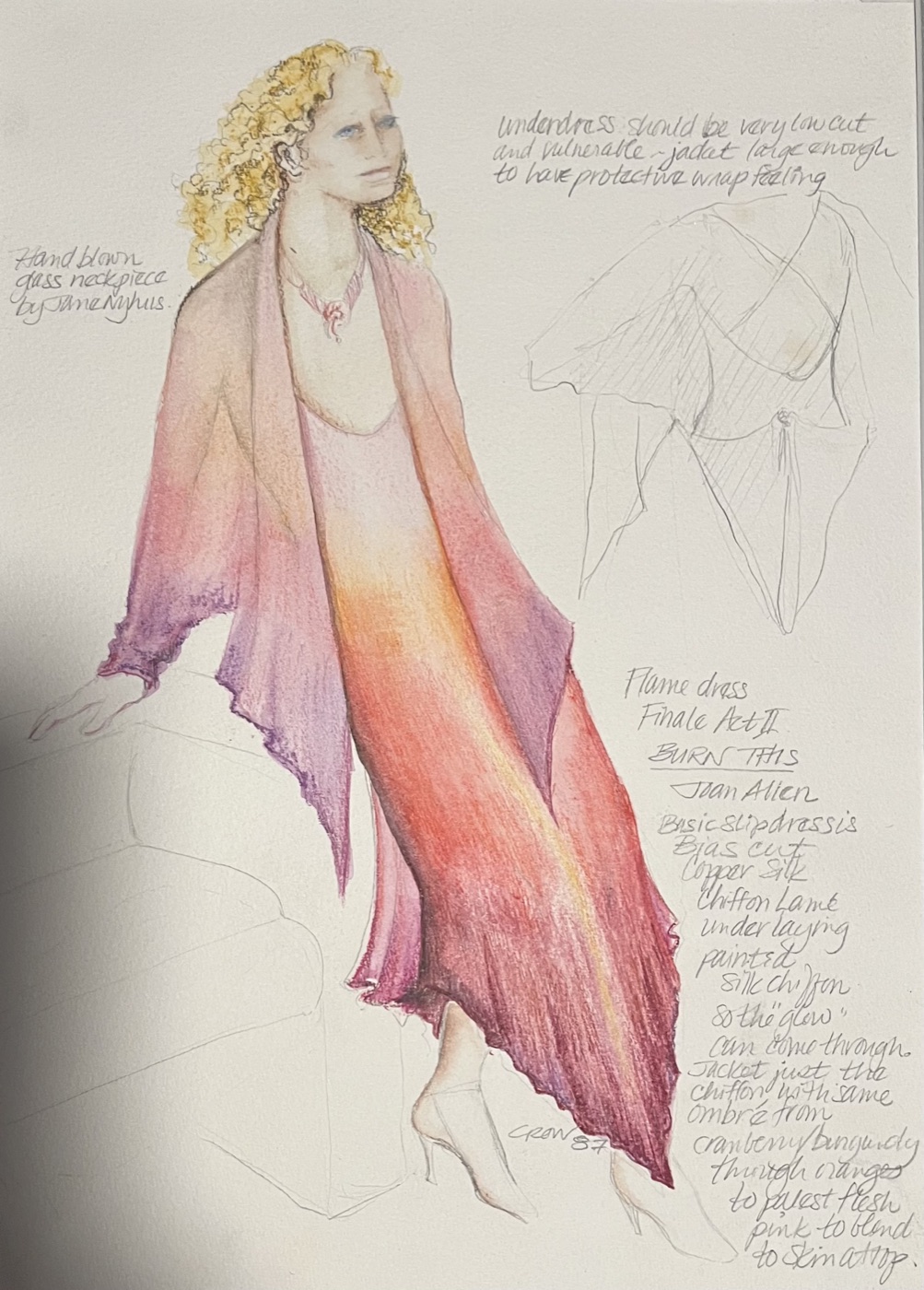Anna's dress at the end of the play, costume design, Burn This