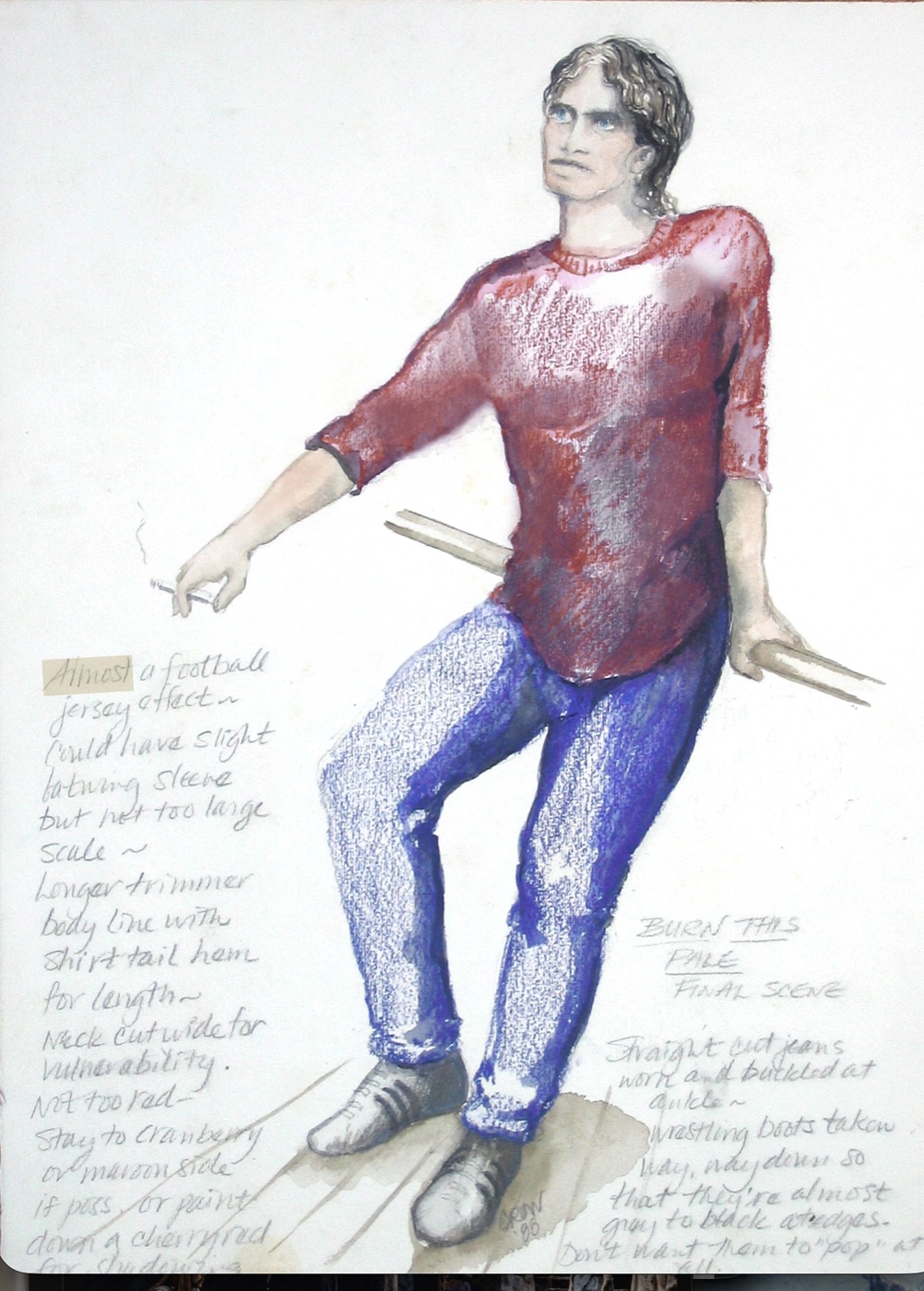 Early costume sketch for Pale, final scene, never used, Burn This