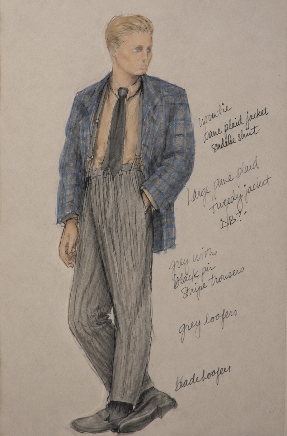 Costume sketch for Burton, Burn This