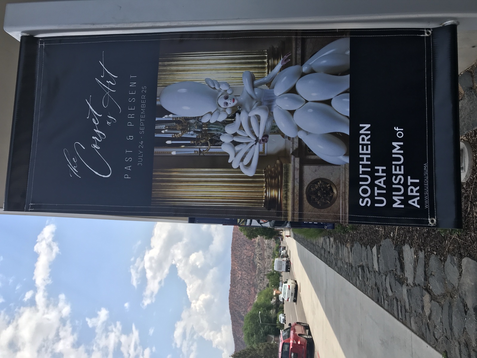 The Corset as Art: Past and Present exhibition banner, Southern Utah Museum of Art