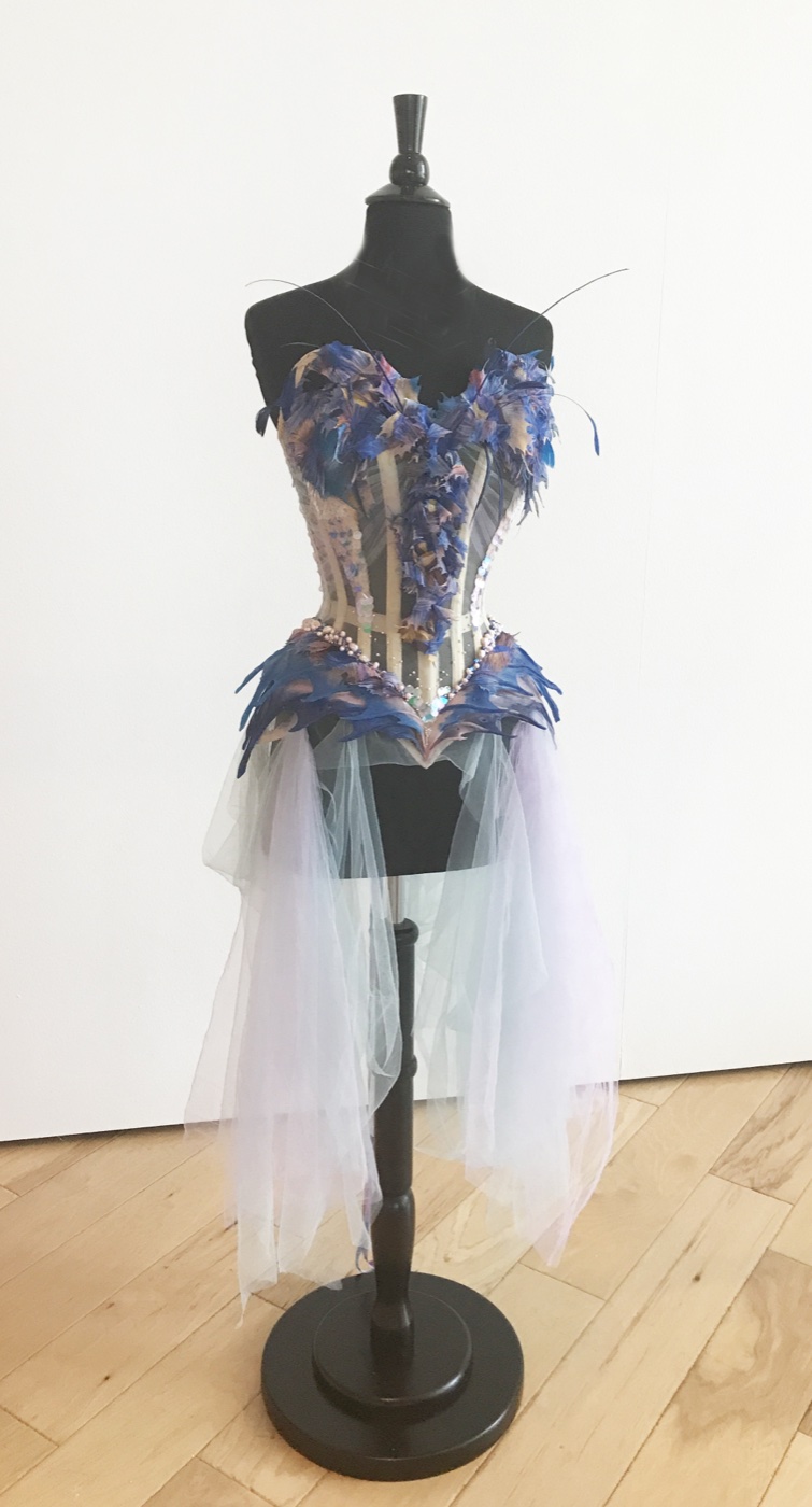 Feathered corset gown by Joni Steinman, The Corset as Art, SUMA