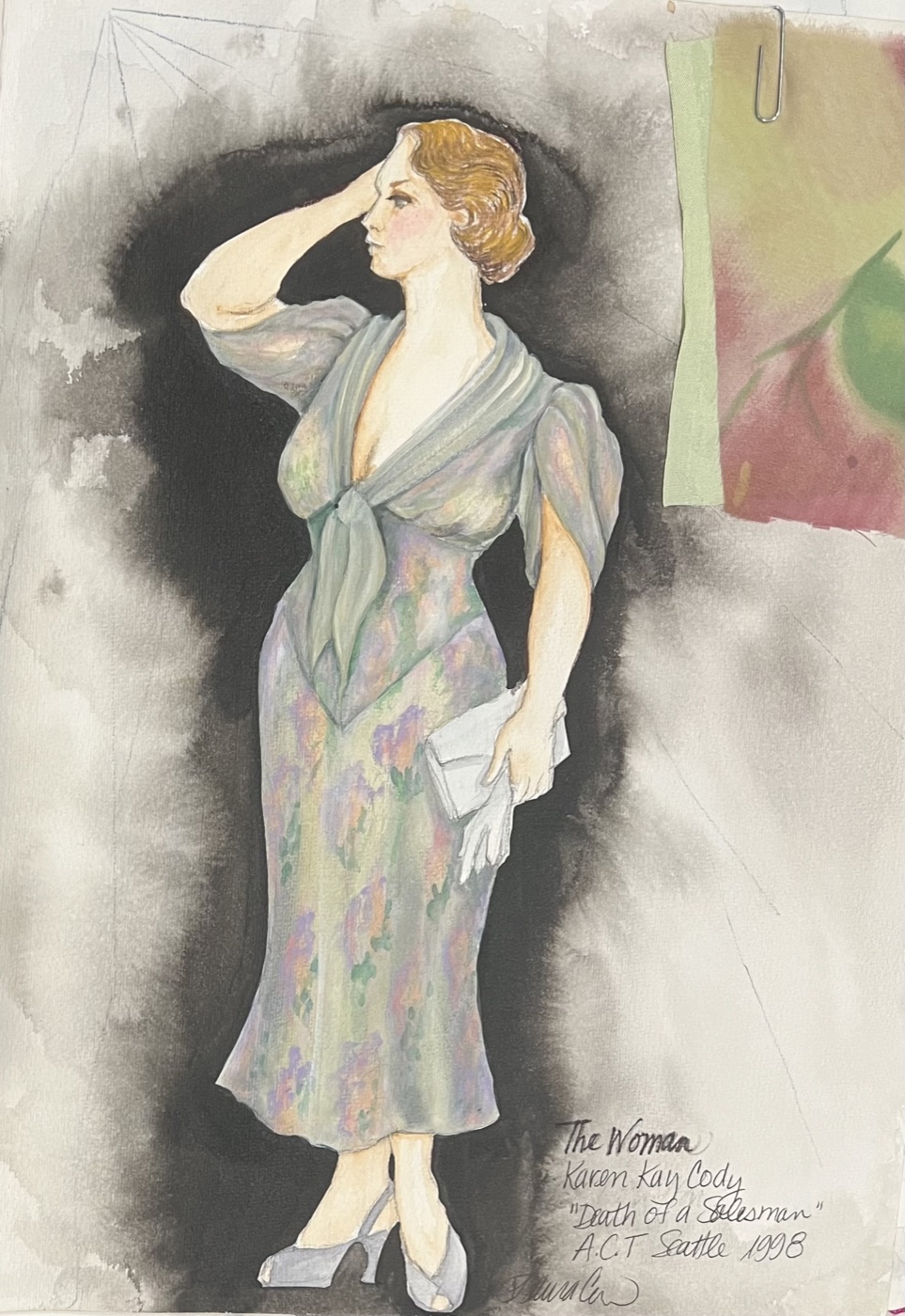 The Woman (Karen Kay Cody), costume rendering, Death of a Salesman, ACT Seattle 1998