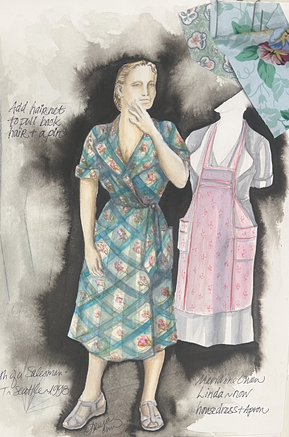 Costume rendering, Death of a Salesman, ACT Seattle 1998