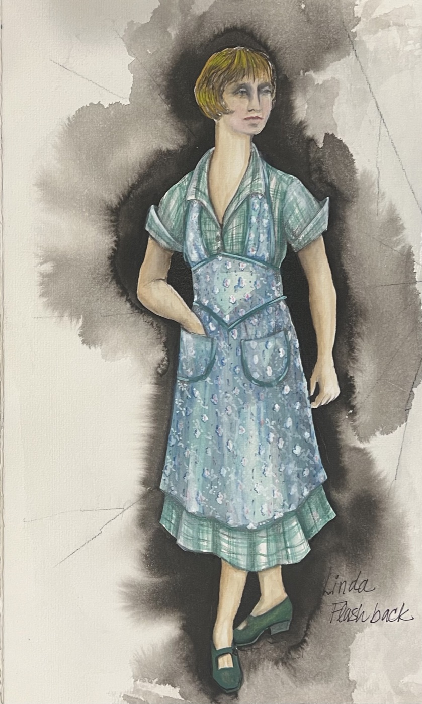 Linda, flashback costume rendering, Death of a Salesman, ACT Seattle 1998