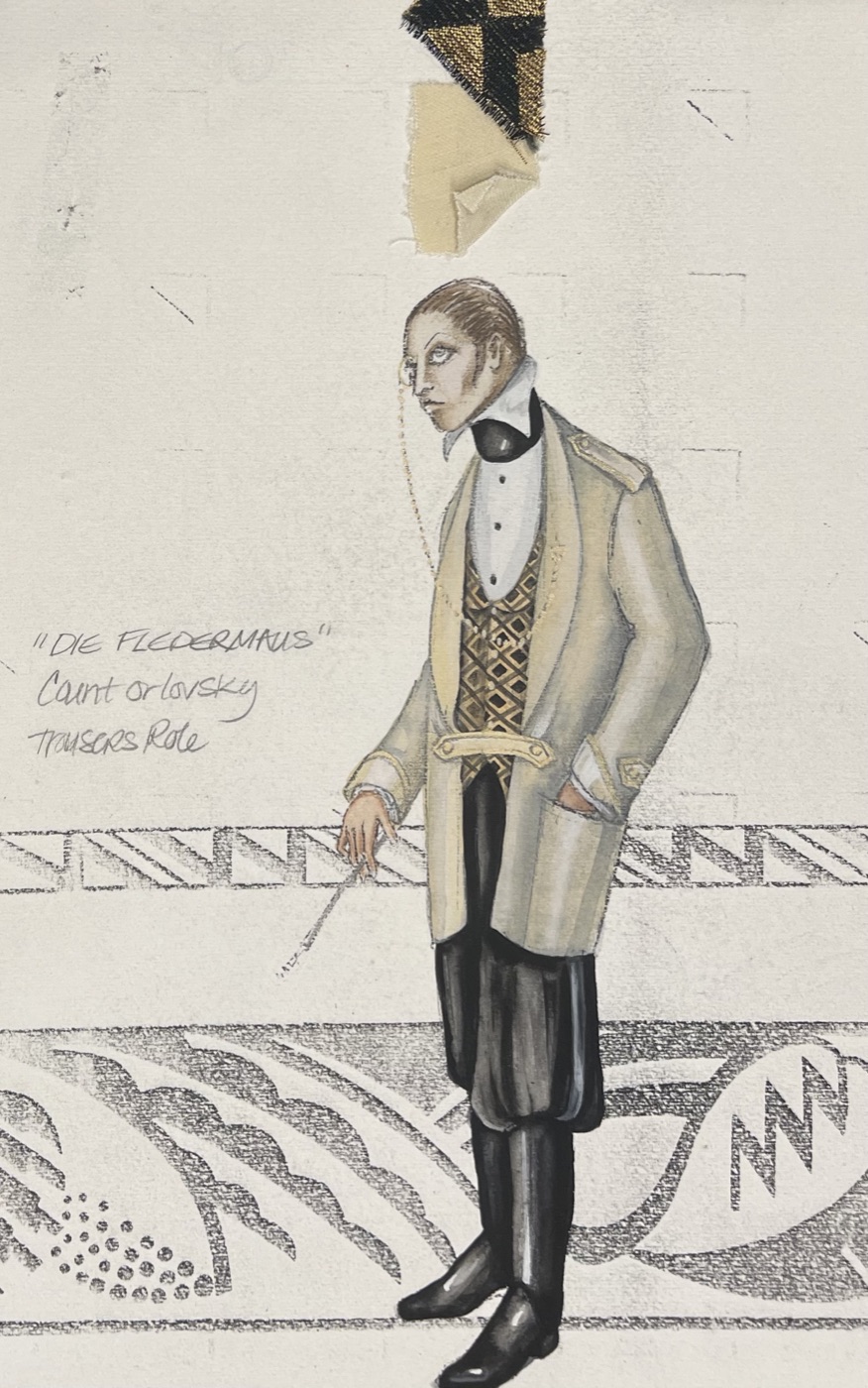 Original costume rendering, Adele, Die Fledermaus