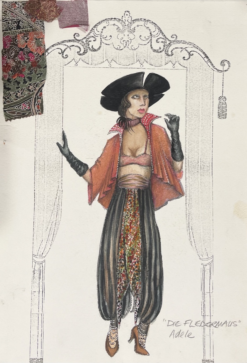 Original costume rendering, Count Orlofsky (trouser role), Die Fledermaus