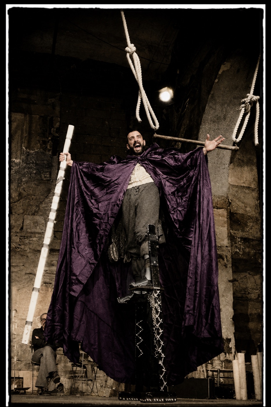 Emil Wolk as the mad psychiatrist Dr. Seward, rehearsal photograph, Dracula