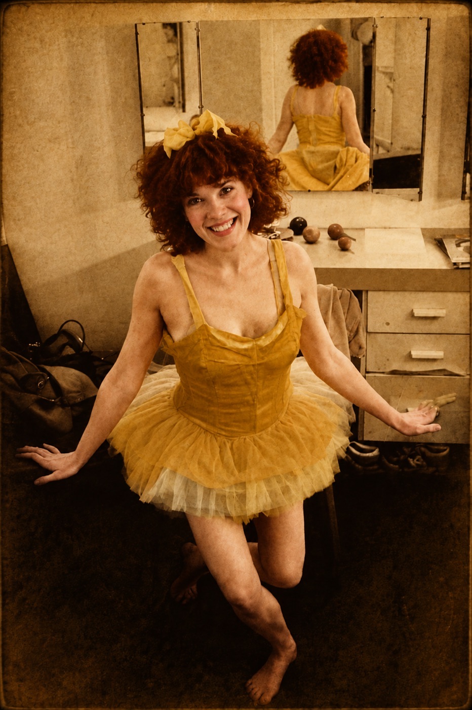 Another costume idea for Lucy, backstage rehearsal photograph