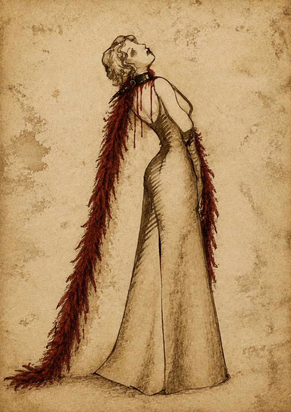 Costume sketch for Mina Harker as a vampire, Dracula, Pip Simmons Theatre Group