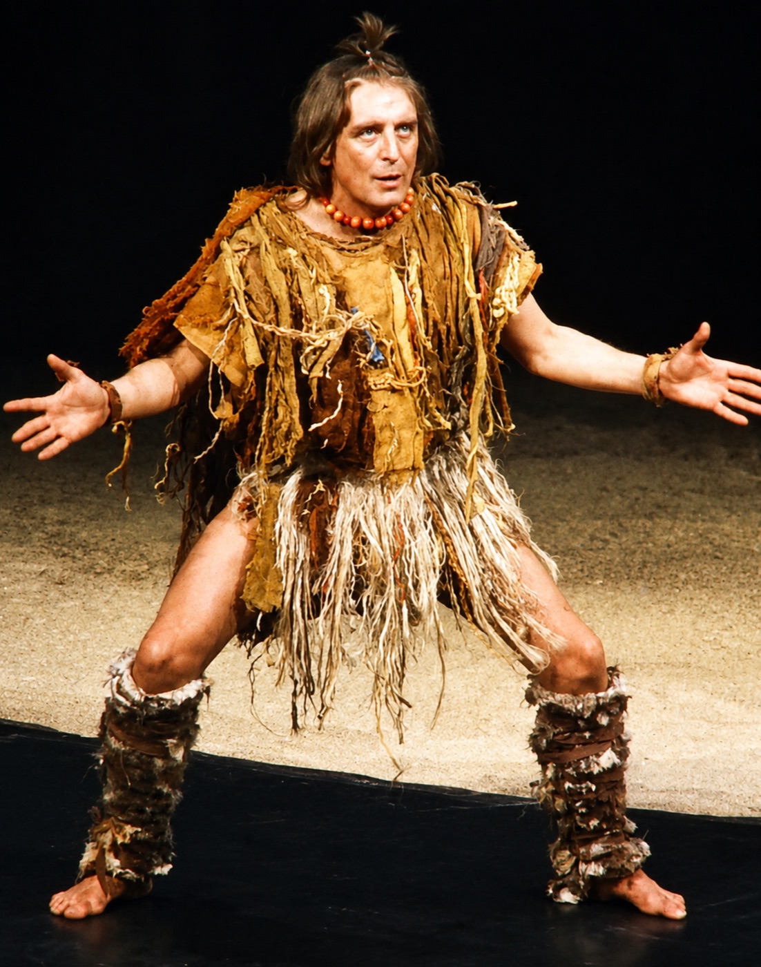 Messenger in ragged sackcloth costume, Electra, Greenwich Theatre
