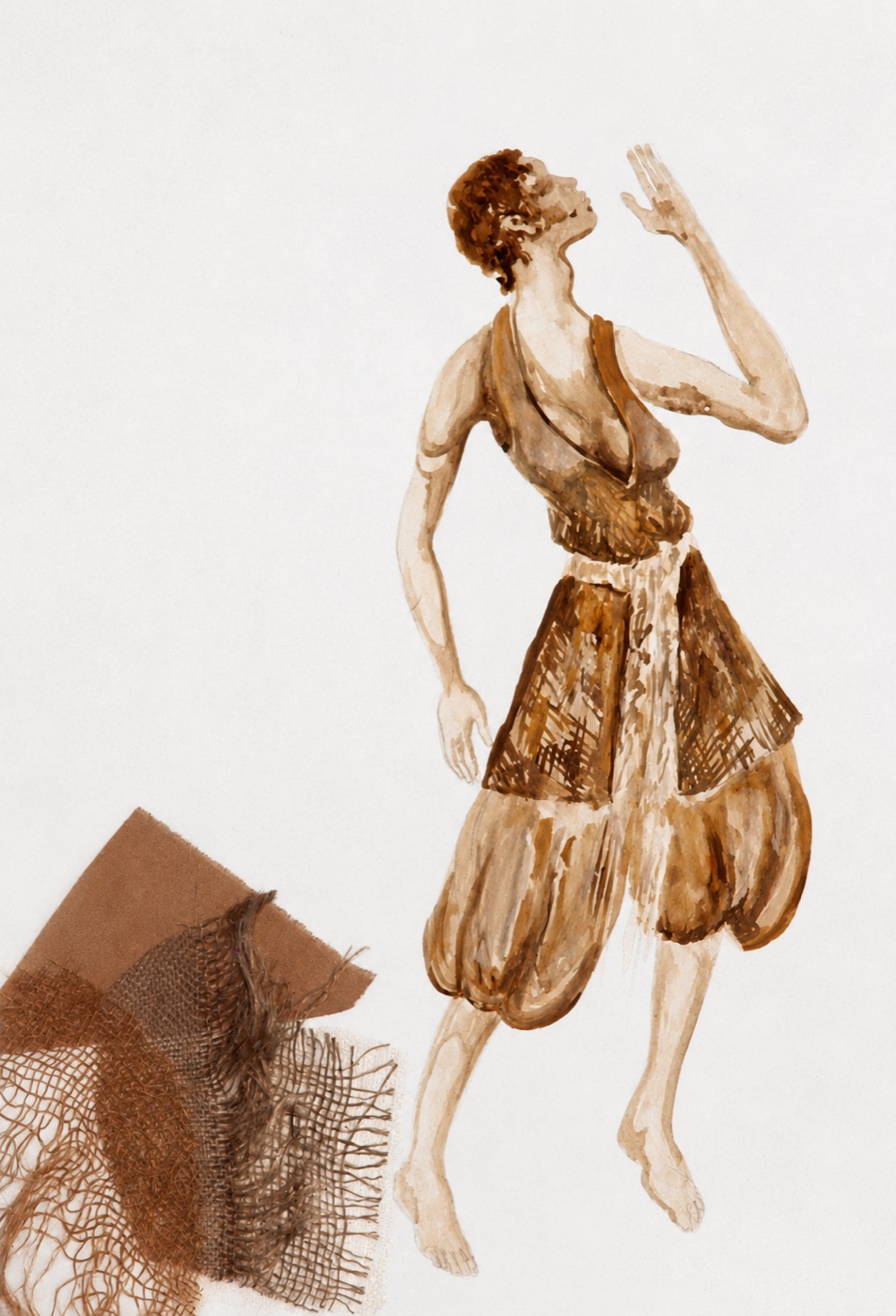 Costume rendering for Electra, Greenwich Theatre
