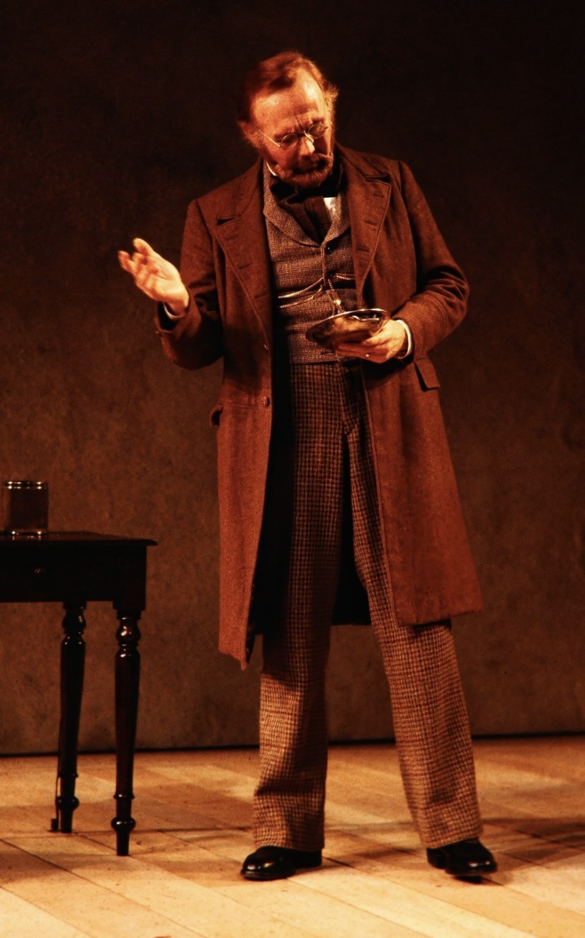 Man in a brown three-piece suit, An Enemy of the People, Seattle Repertory Theatre, costumes by Laura Crow