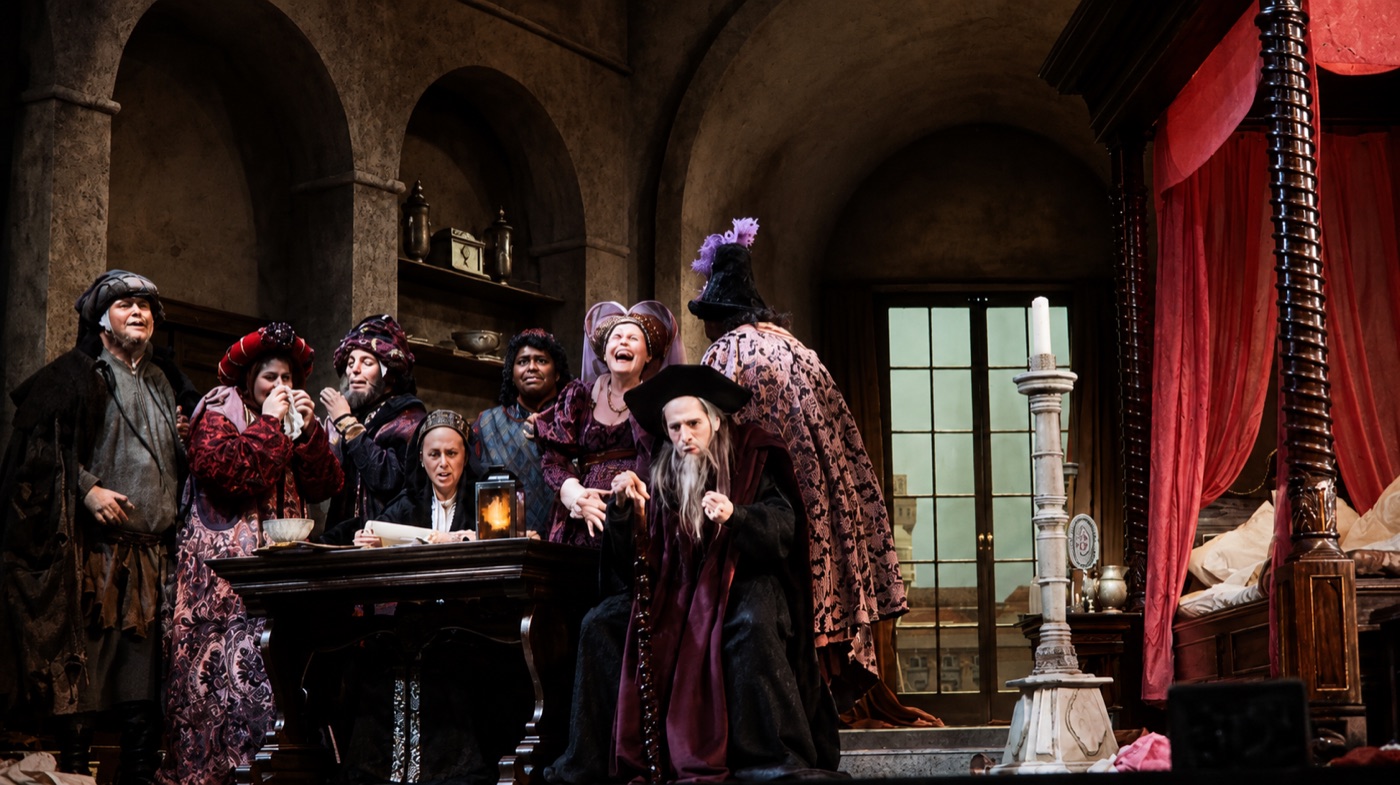 Betto, Nella, Gherardo, Zita, Renuccio, La Ciesca, Simone and Guccio, ensemble costume design, Gianni Schicchi