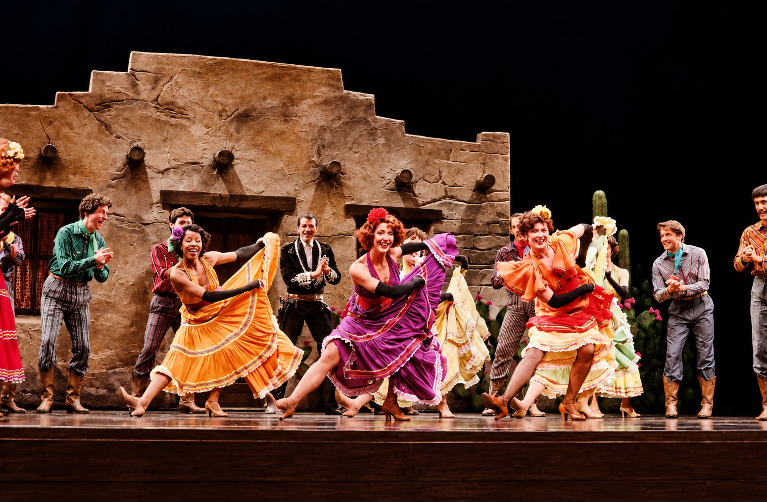 Desert wedding girls, production photo, Girl Crazy, Seattle Repertory Theatre, costumes by Laura Crow