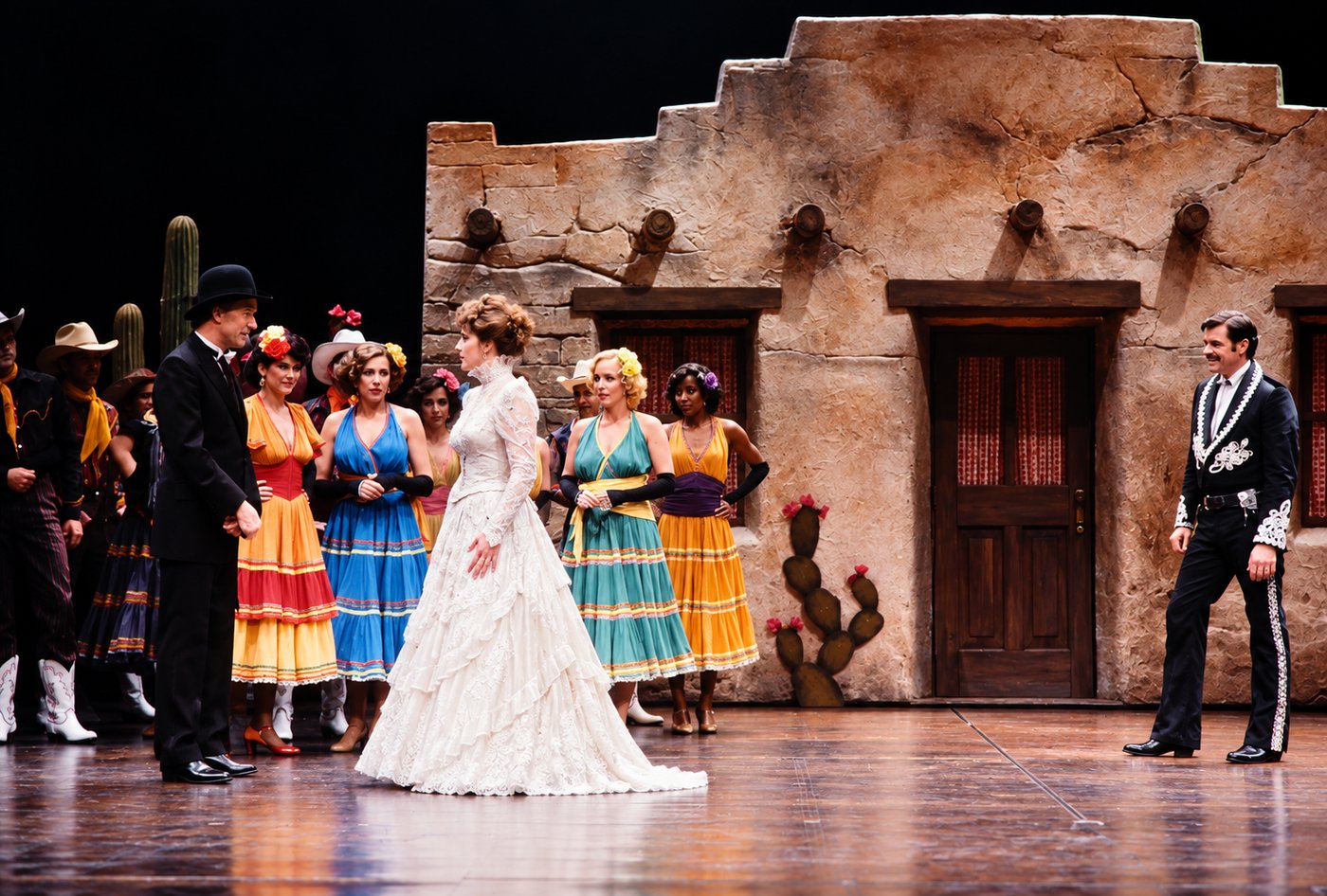 The desert wedding, production photo, Girl Crazy, Seattle Repertory Theatre, costumes by Laura Crow