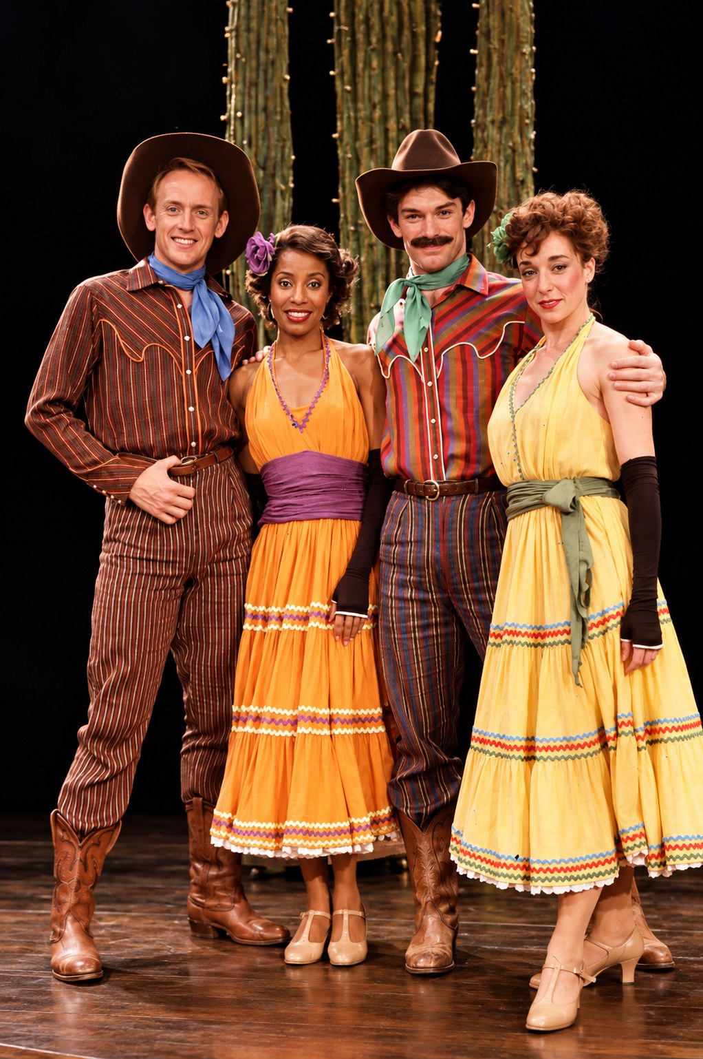 Desert wedding guests, production photo, Girl Crazy, Seattle Repertory Theatre, costumes by Laura Crow