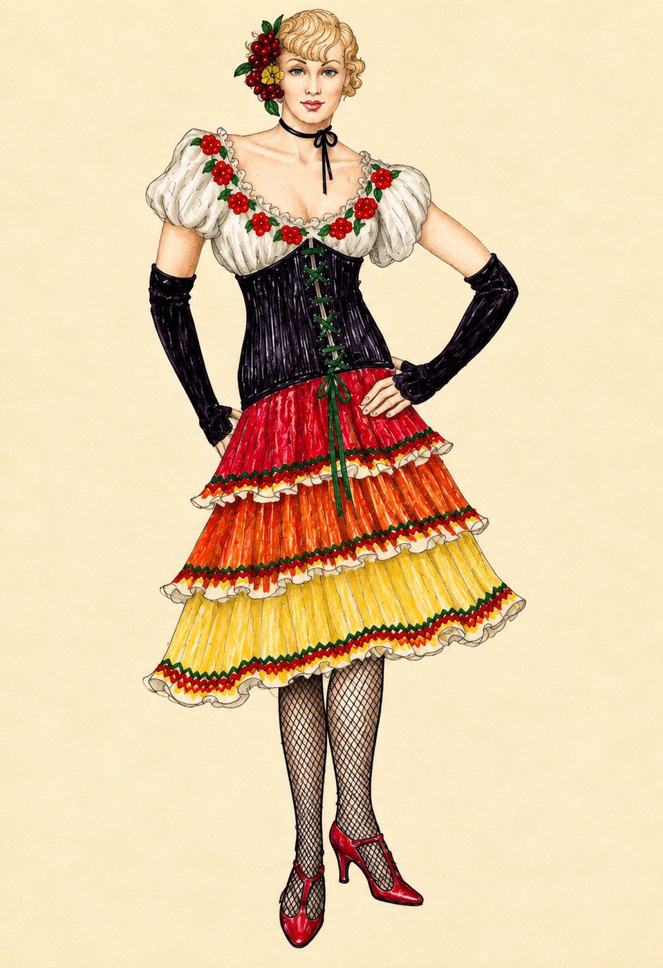 Ruby's square dance dress, costume design, Girl Crazy, Seattle Repertory Theatre, by Laura Crow