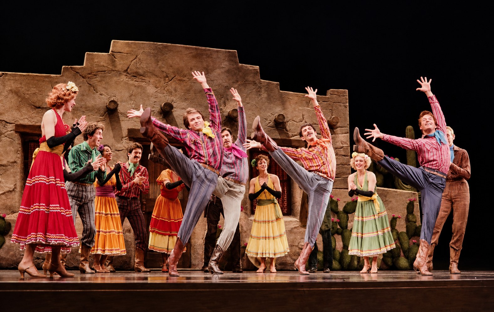 Desert wedding guys, production photo, Girl Crazy, Seattle Repertory Theatre, costumes by Laura Crow