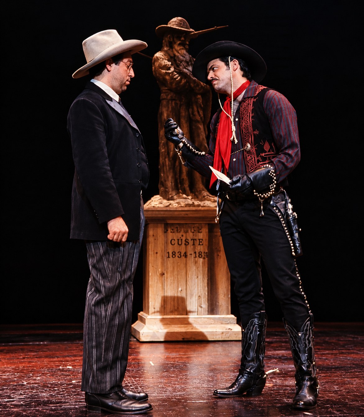 Eugene is arrested, production photo, Girl Crazy, Seattle Repertory Theatre, costumes by Laura Crow
