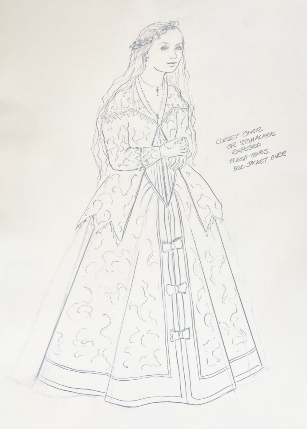 Ophelia, love scene costume design, Hamlet