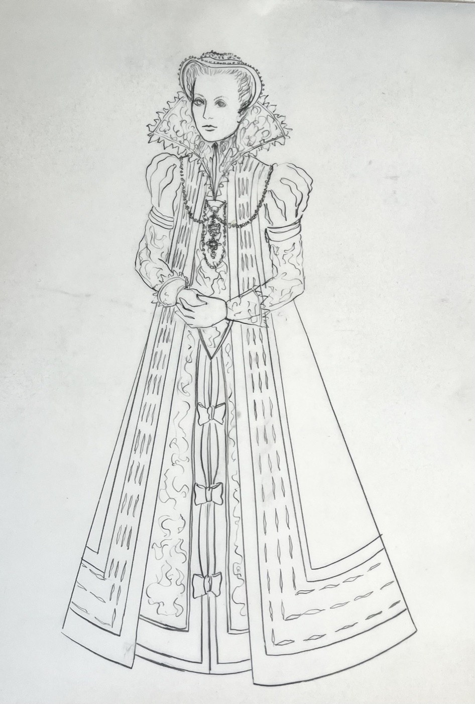 Ophelia in mourning, costume design, Hamlet