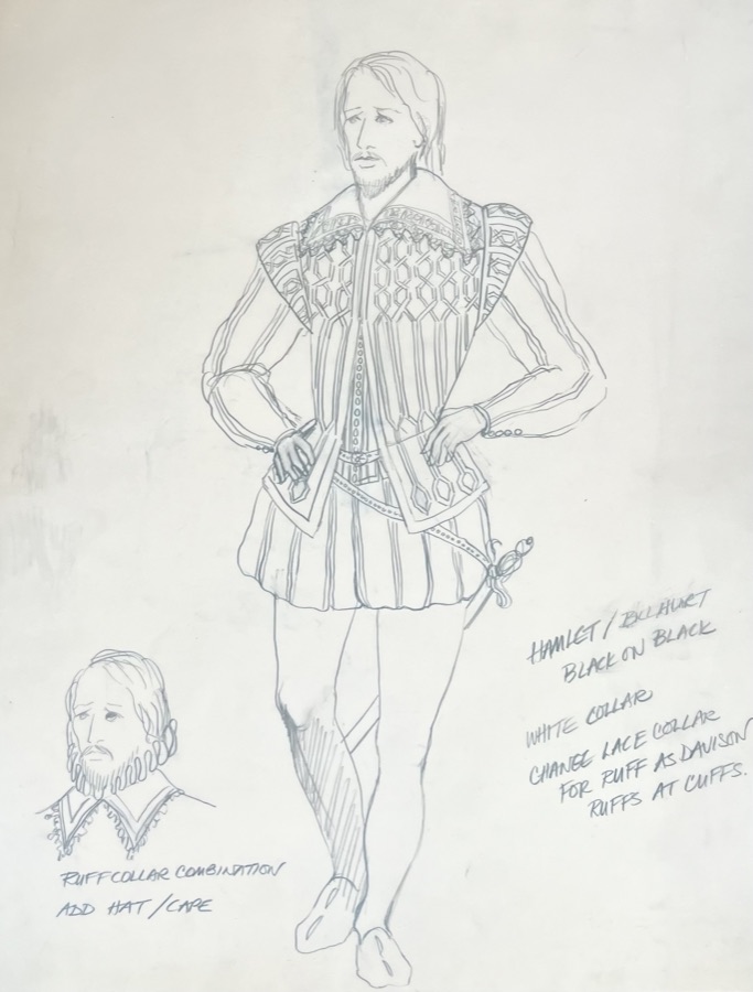 William Hurt as Hamlet, costume design, Circle Repertory Theatre