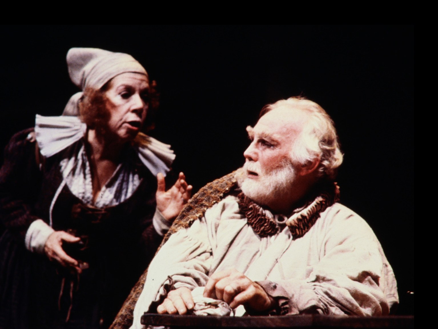 Mistress Quickly and Falstaff, Merry Wives of Windsor, Seattle Repertory Theatre, costumes by Laura Crow