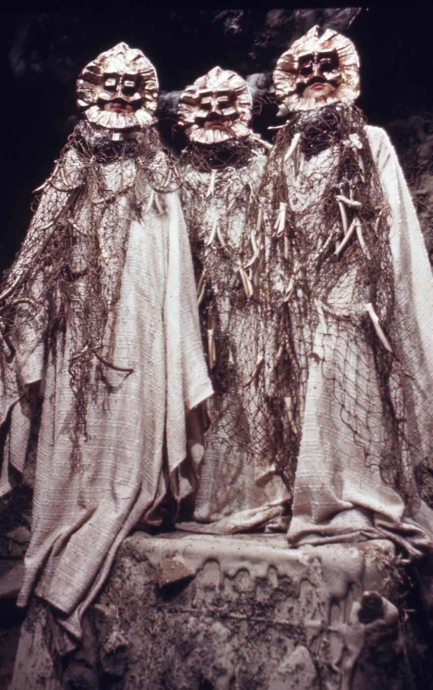 Chorus, production photo, Stravinsky's Oedipus Rex, University of Wisconsin, costumes by Laura Crow