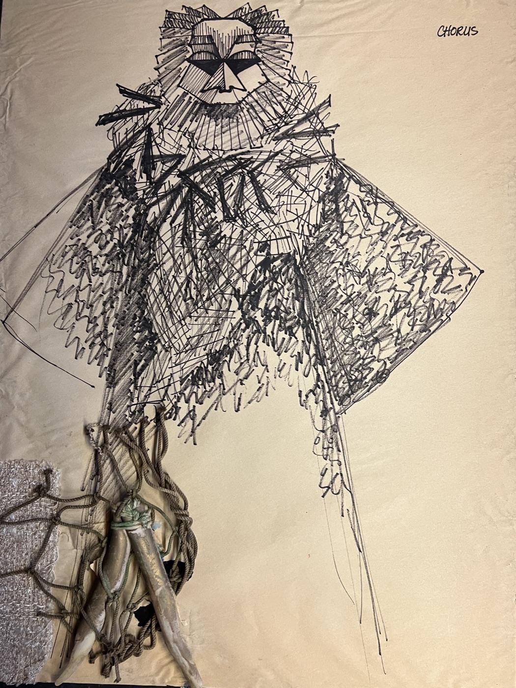 Scene photo, Stravinsky's Oedipus Rex, University of Wisconsin, set by John Ezell