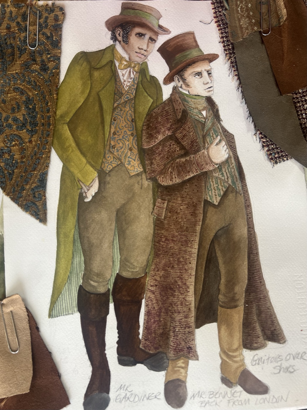 Original costume rendering, Mr. Bennet and Mr. Gardiner, Pride and Prejudice