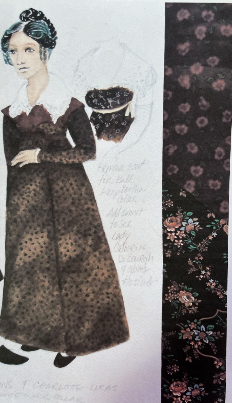 Original costume rendering, Charlotte Lucas, Pride and Prejudice