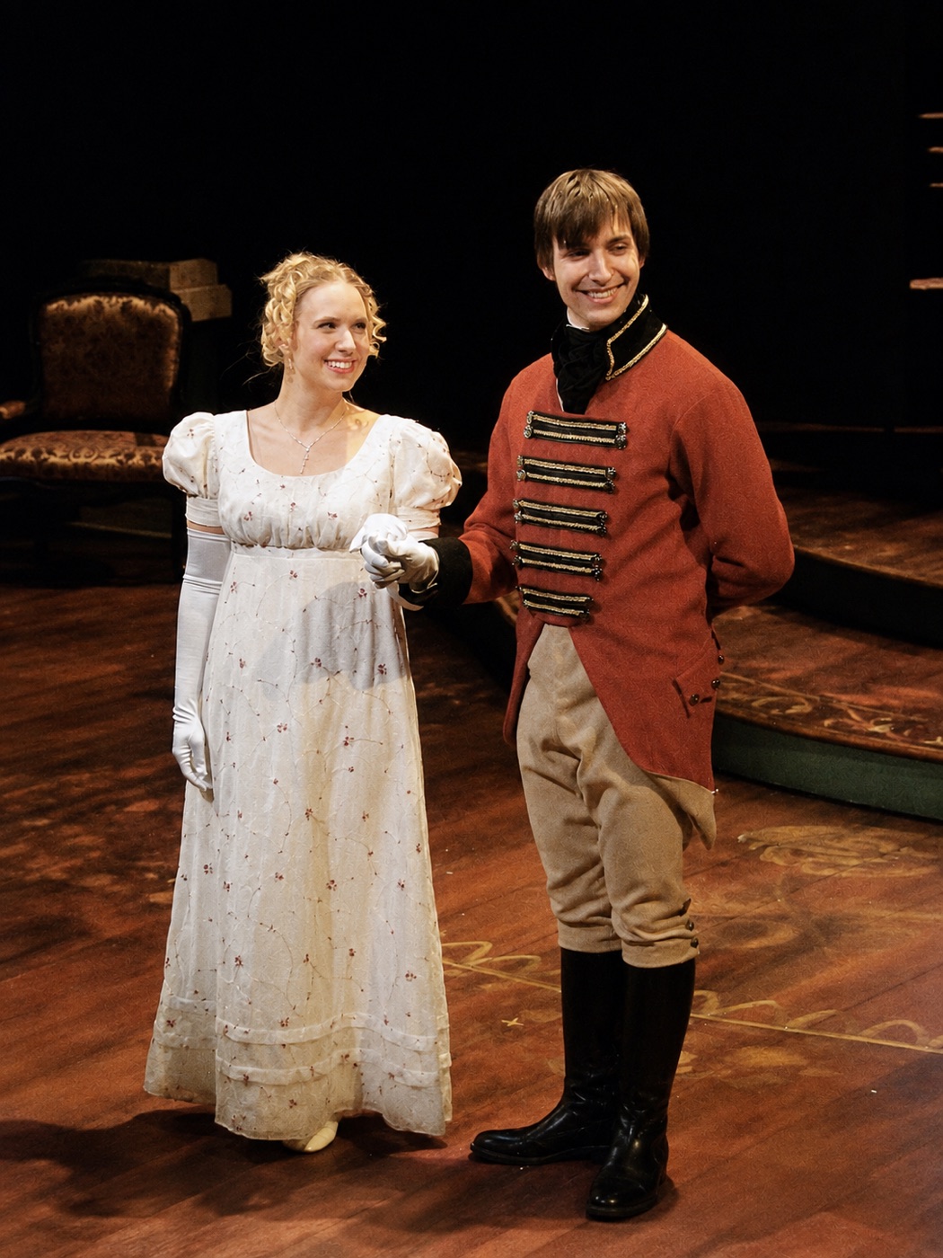 A Corporal and a local lady, costume rendering, Pride and Prejudice