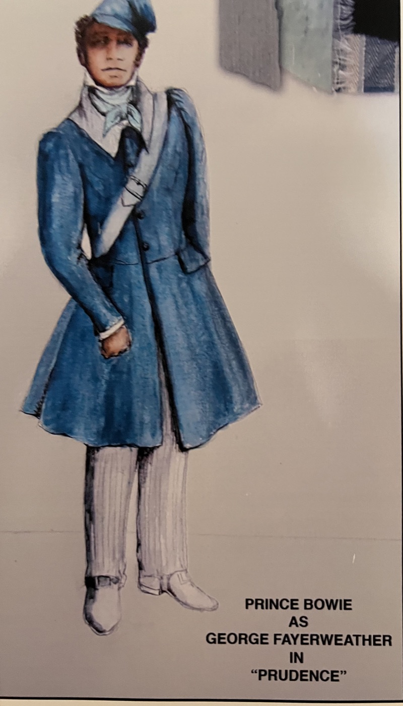 Prince Bowie as George Fayerweather, costume rendering for Prudence