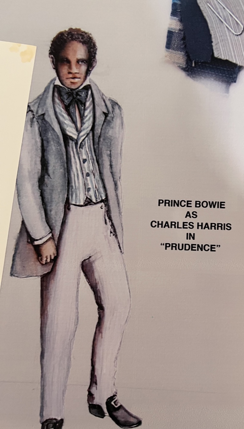 Prince Bowie as Charles Harris, costume rendering for Prudence