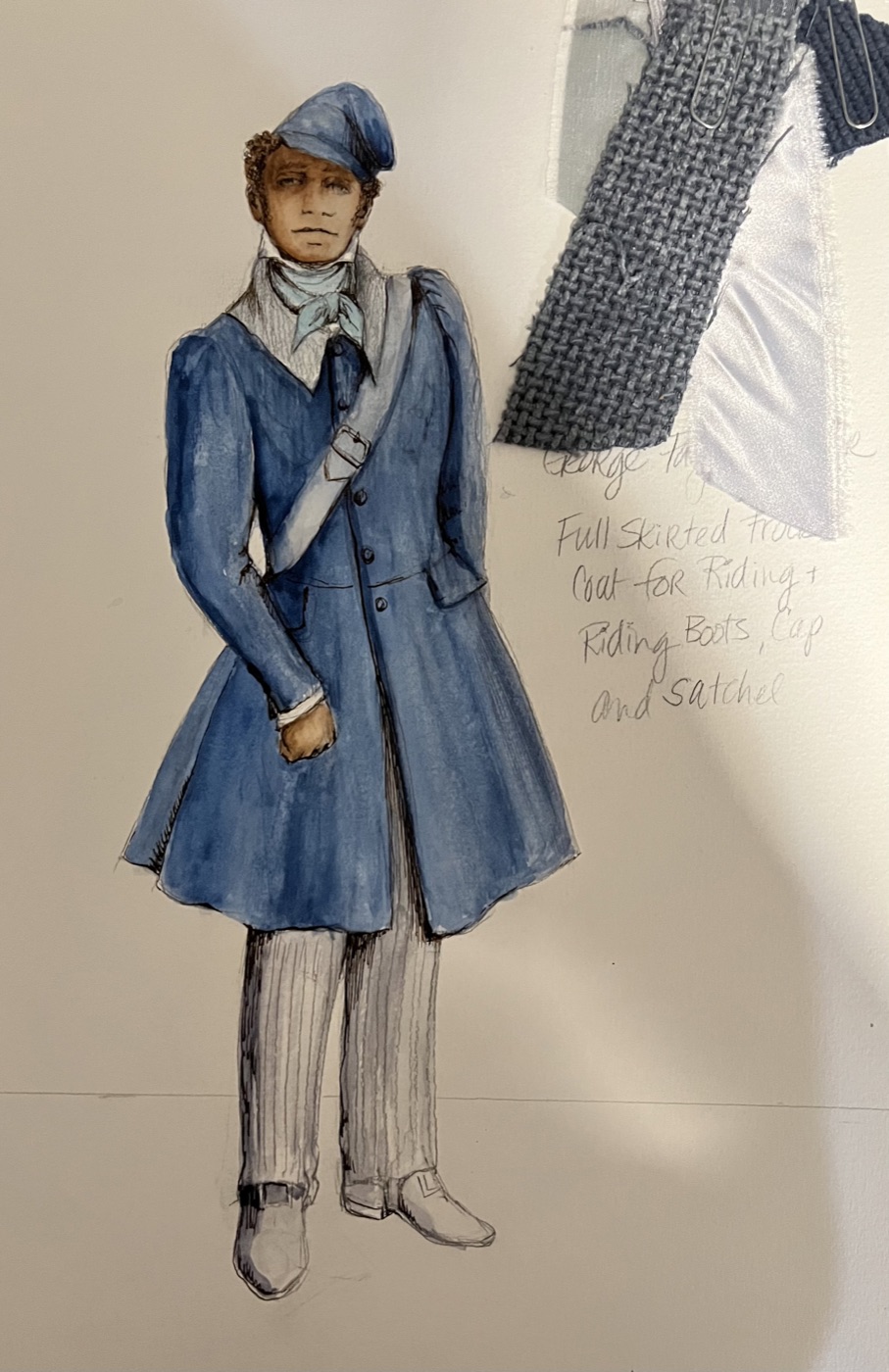George, riding coat costume rendering for Prudence
