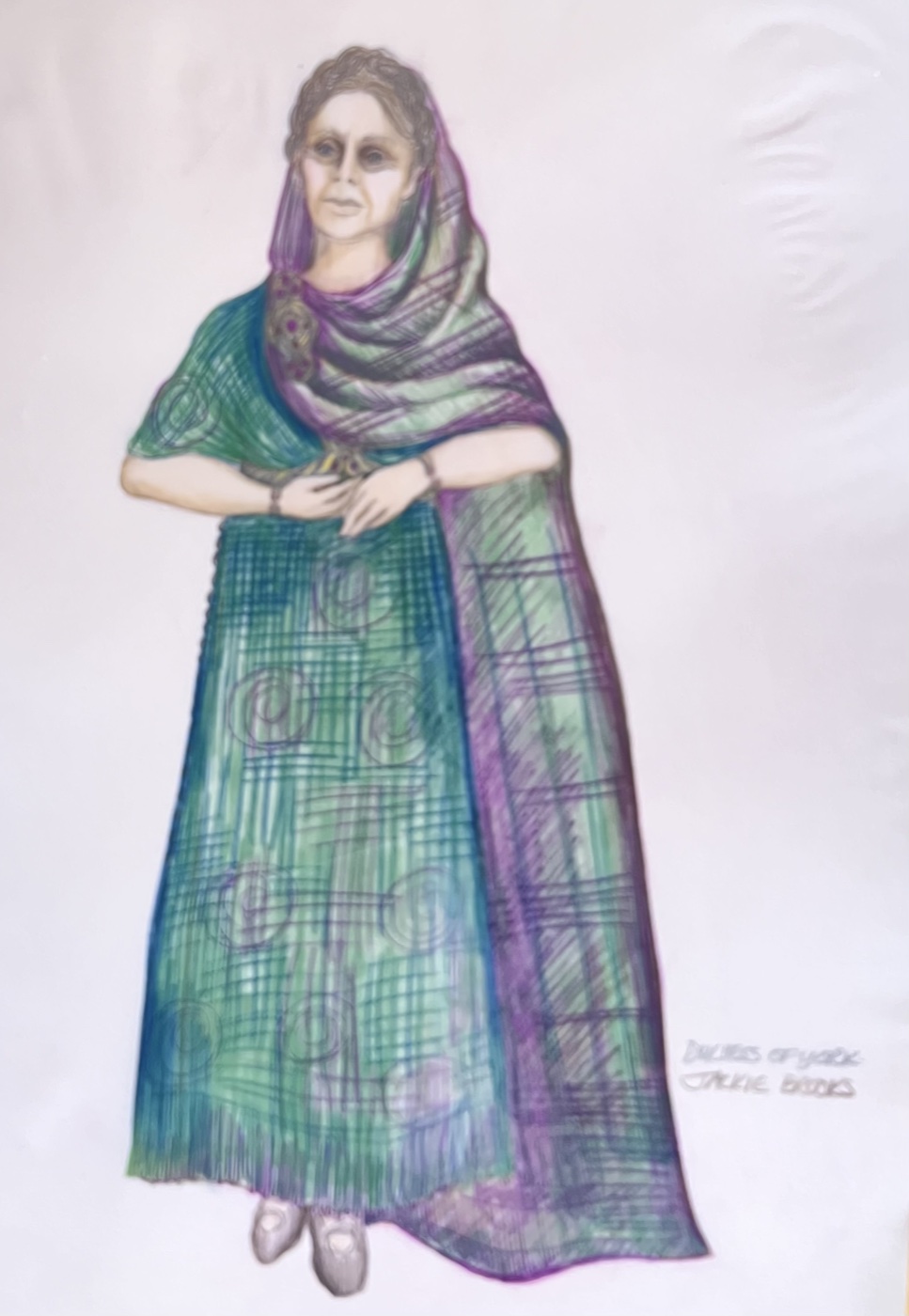 Duchess of York, costume design for Richard II, played by Jackie Brookes, by Laura Crow