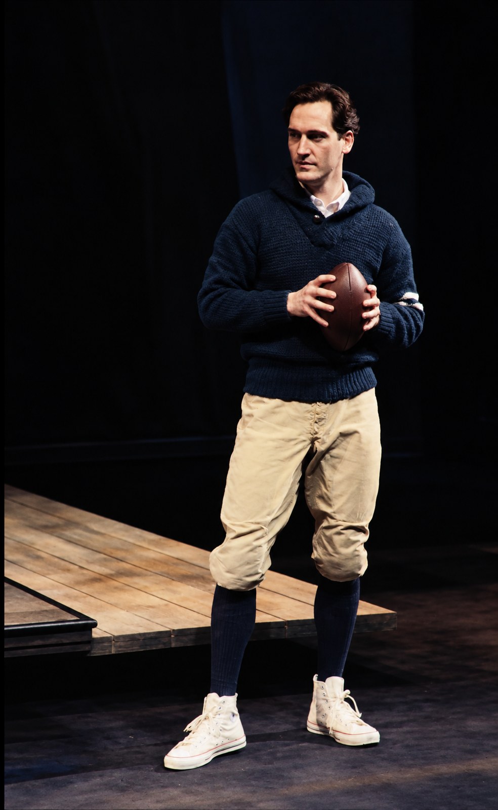 Young man in a sweater and knee-length trousers, Death of a Salesman, Alley Theatre, Houston, costumes by Laura Crow