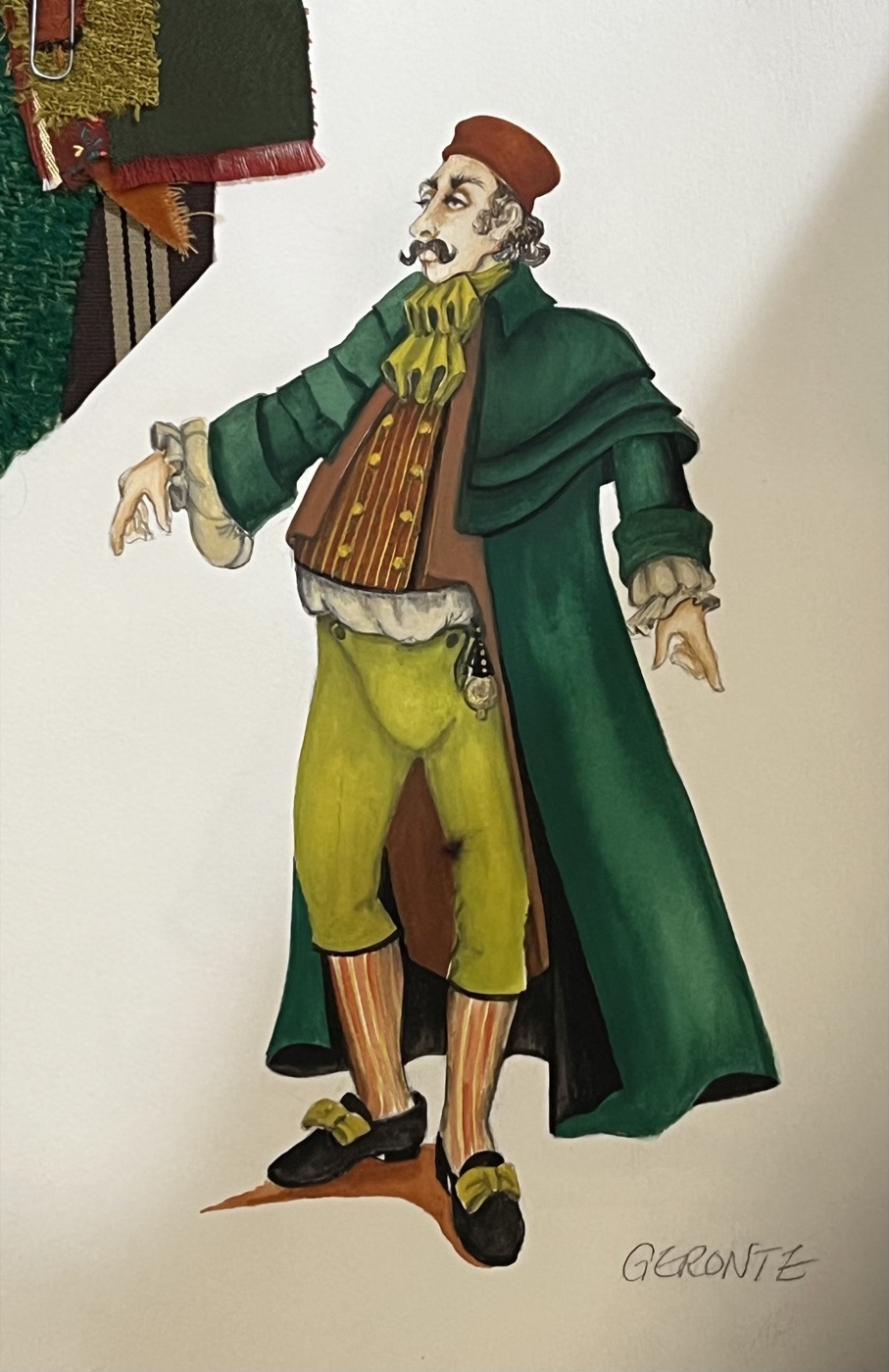 Geronte, costume rendering for Scapin