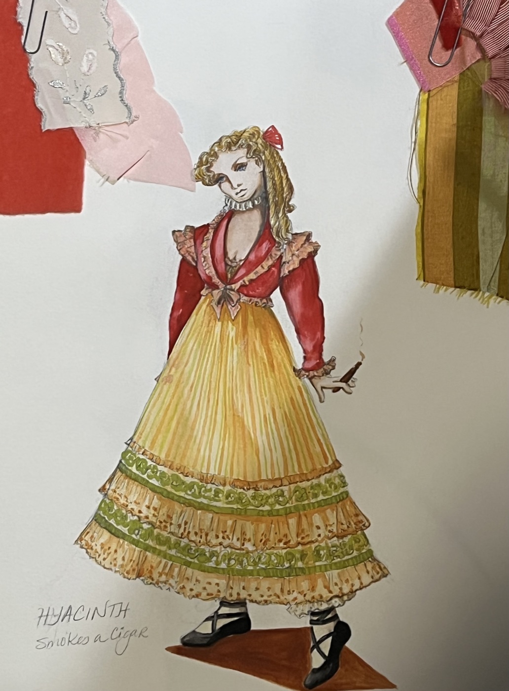 Hyacinth smokes a cigar, costume rendering for Scapin