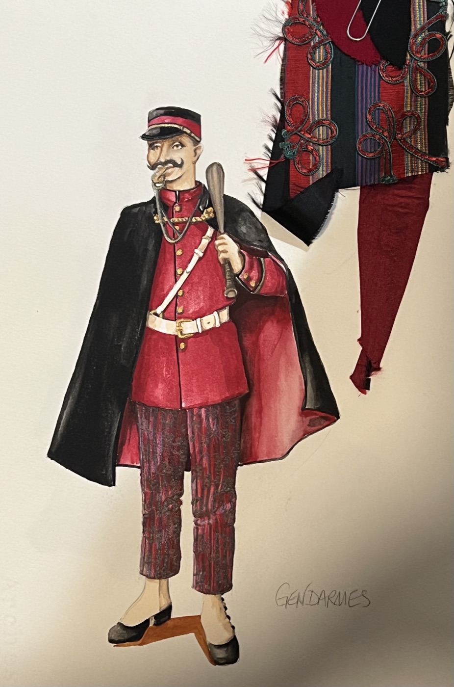 Gendarmes, costume rendering for Scapin