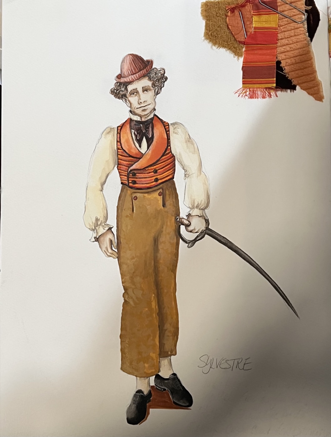 Sylvestre, costume rendering for Scapin