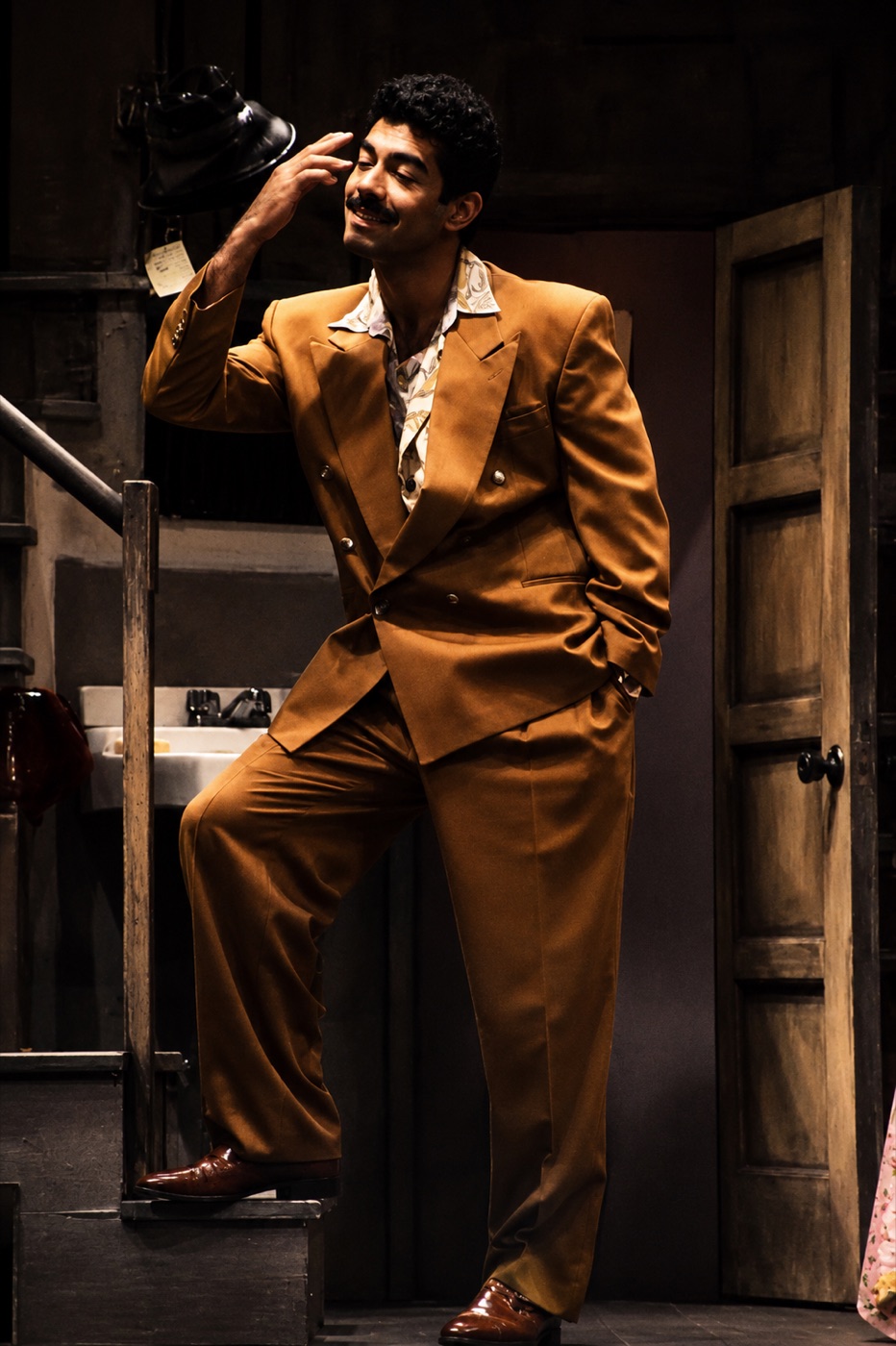 Guille in a gold suit, costume design, Sons of Don Juan