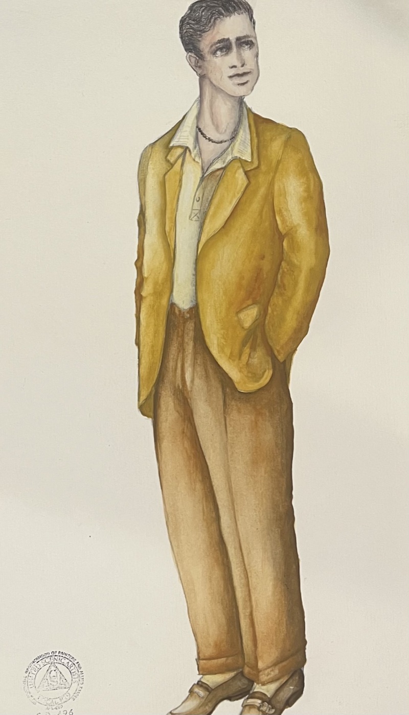 Guille in a mustard suit, costume design, Sons of Don Juan