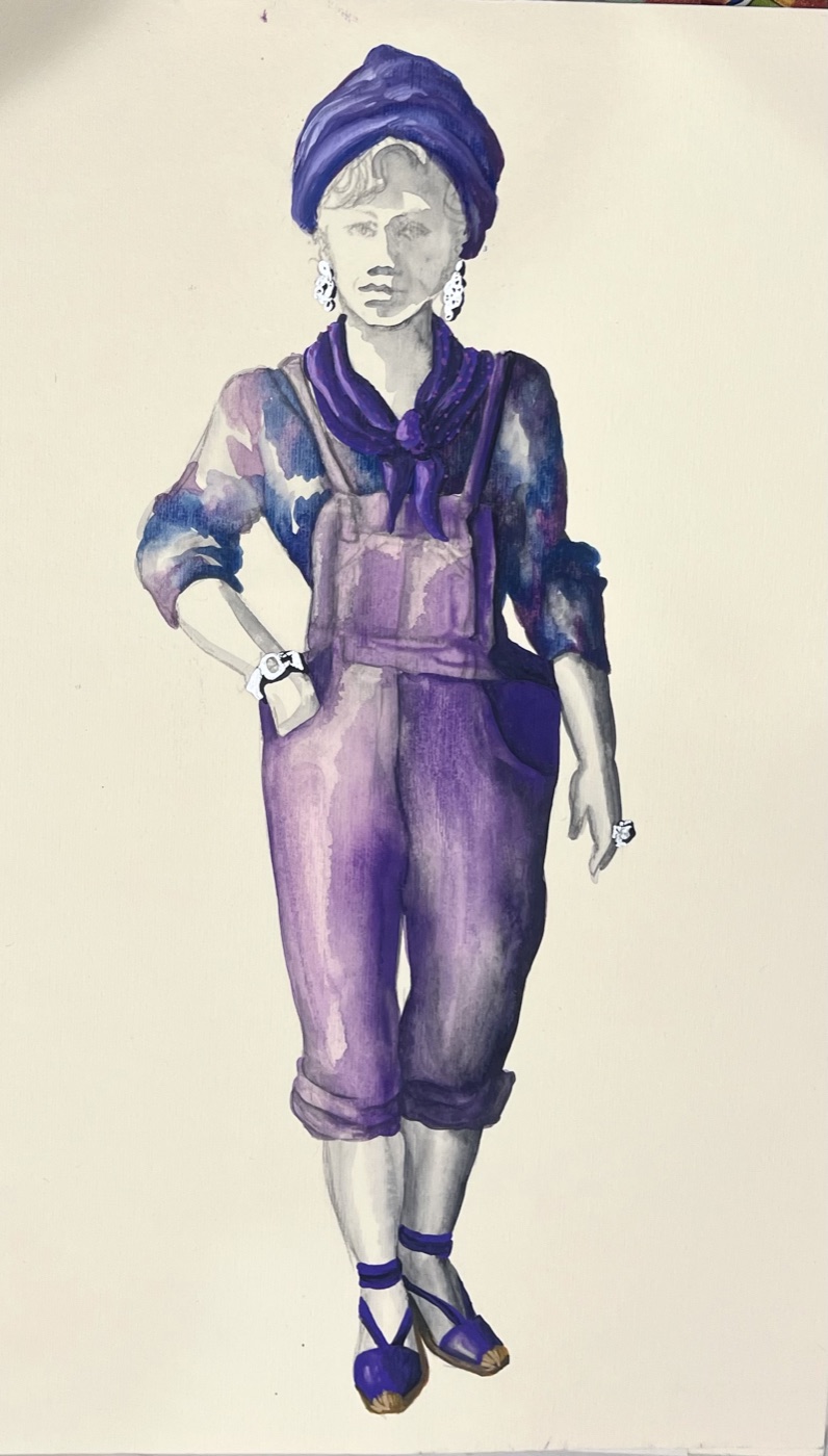 Lila Luz in coveralls, costume design, Sons of Don Juan