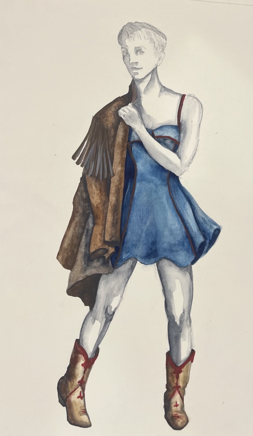 Meredith in cowboy dress, costume design, Sons of Don Juan