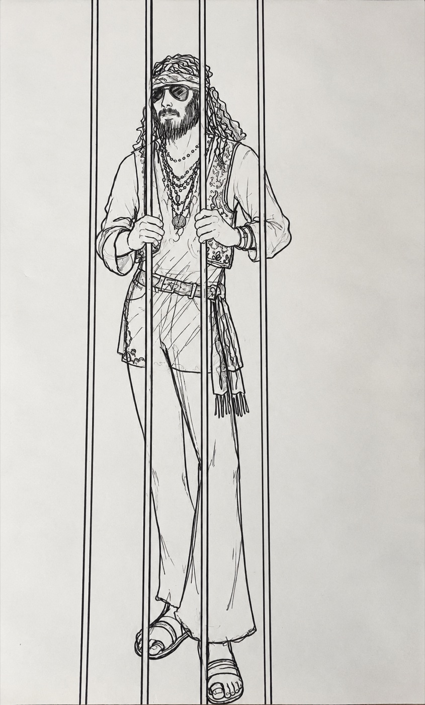 The Dope King, costume rendering, Tears of Rage, by Laura Crow