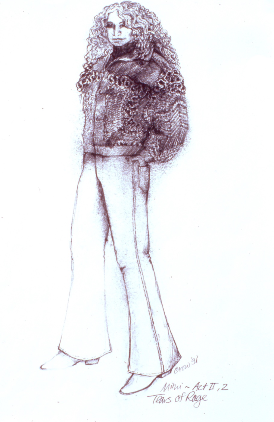 Mimi, Act II costume rendering, Tears of Rage, by Laura Crow