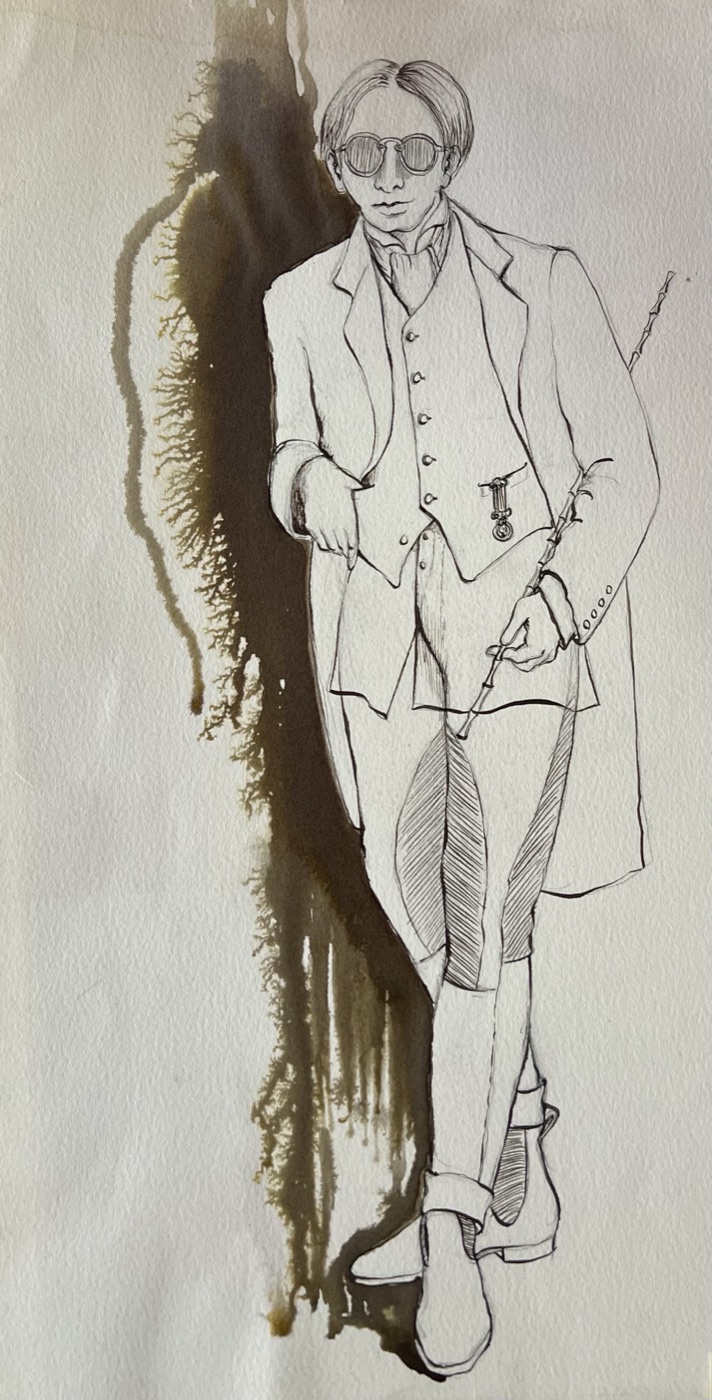 Character sketch, costume design for The Game of Love and Chance