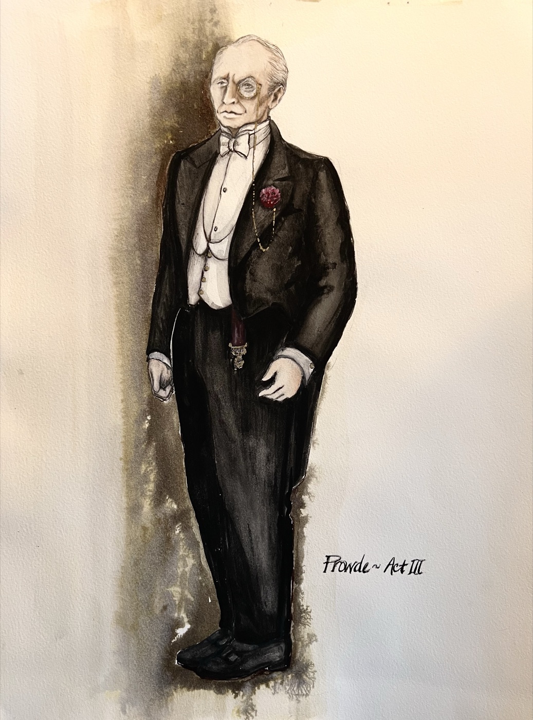 Prowde, Act III, costume design for The Game of Love and Chance
